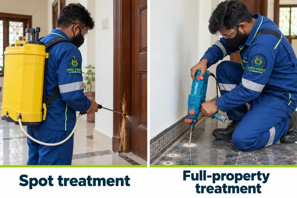 Termite treatment cost spraying and floor drilling